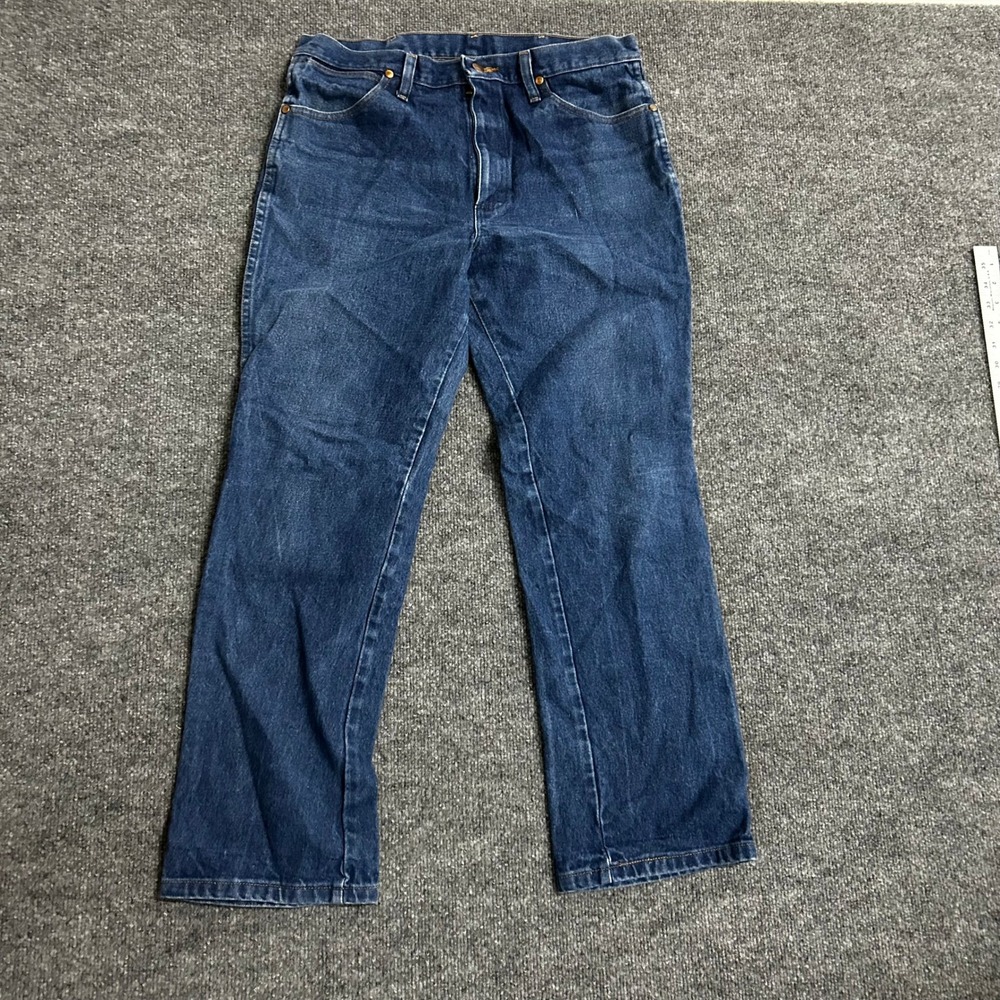 Wrangler Jeans Mens Size 34 Blue Cowboy Cut Slim Fit Straight Leg Denim 936DEN
